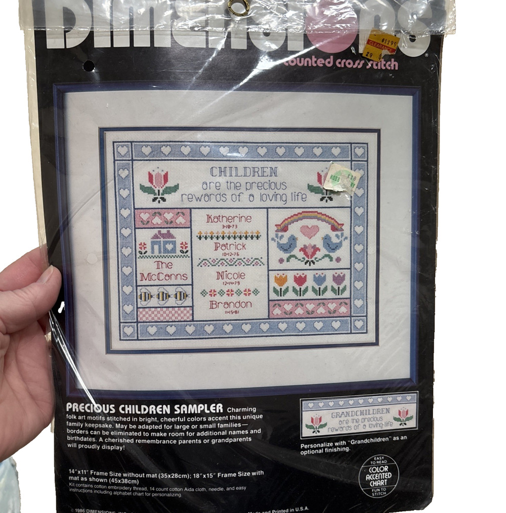 Dimensions Counted Cross Stitch craft Kit Precious Children Sampler #3609 NEW